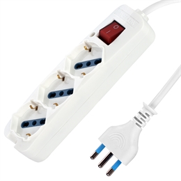 MULTIPRESA LINEARE 3 POSTAZIONI SCHUKO/BIPASSO CON PULSANTE