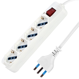 MULTIPRESA LINEARE 4 POSTAZIONI SCHUKO/BIPASSO CON PULSANTE