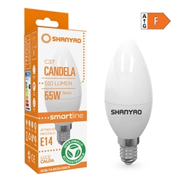 1 CANDELA LED C37 SERIE SMARTLINE E14 6W 3000K 510LM