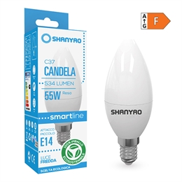 1 CANDELA LED C37 SERIE SMARTLINE E14 6W 6400K 534LM