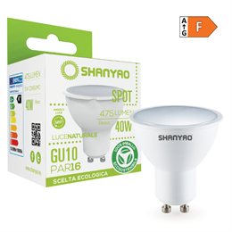 1 DICROICA LED GU10 PAR16 SCHERMO PIATTO 120 GRADI GU10 5W 4