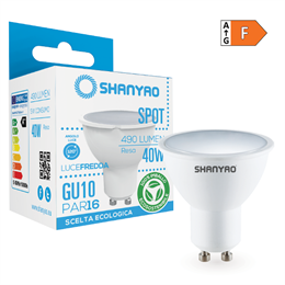 1 DICROICA LED GU10 PAR16 SCHERMO PIATTO 120 GRADI GU10 5W 6