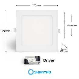 1 PANNELLO DA INCASSO QUADRO - 12W 6400K 1.068LM